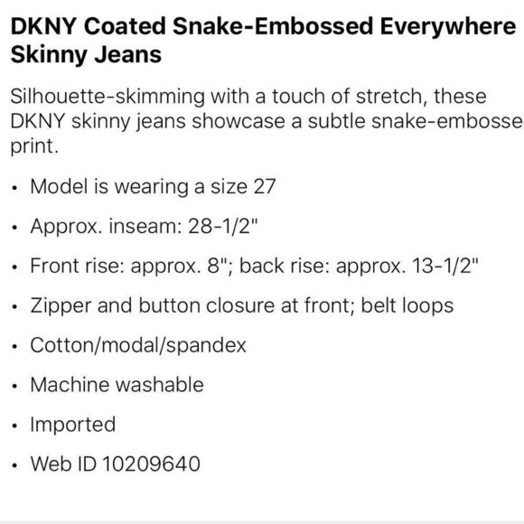 DKNY Coated Snake Embossed Skinny Jeans - Picture 4 of 9